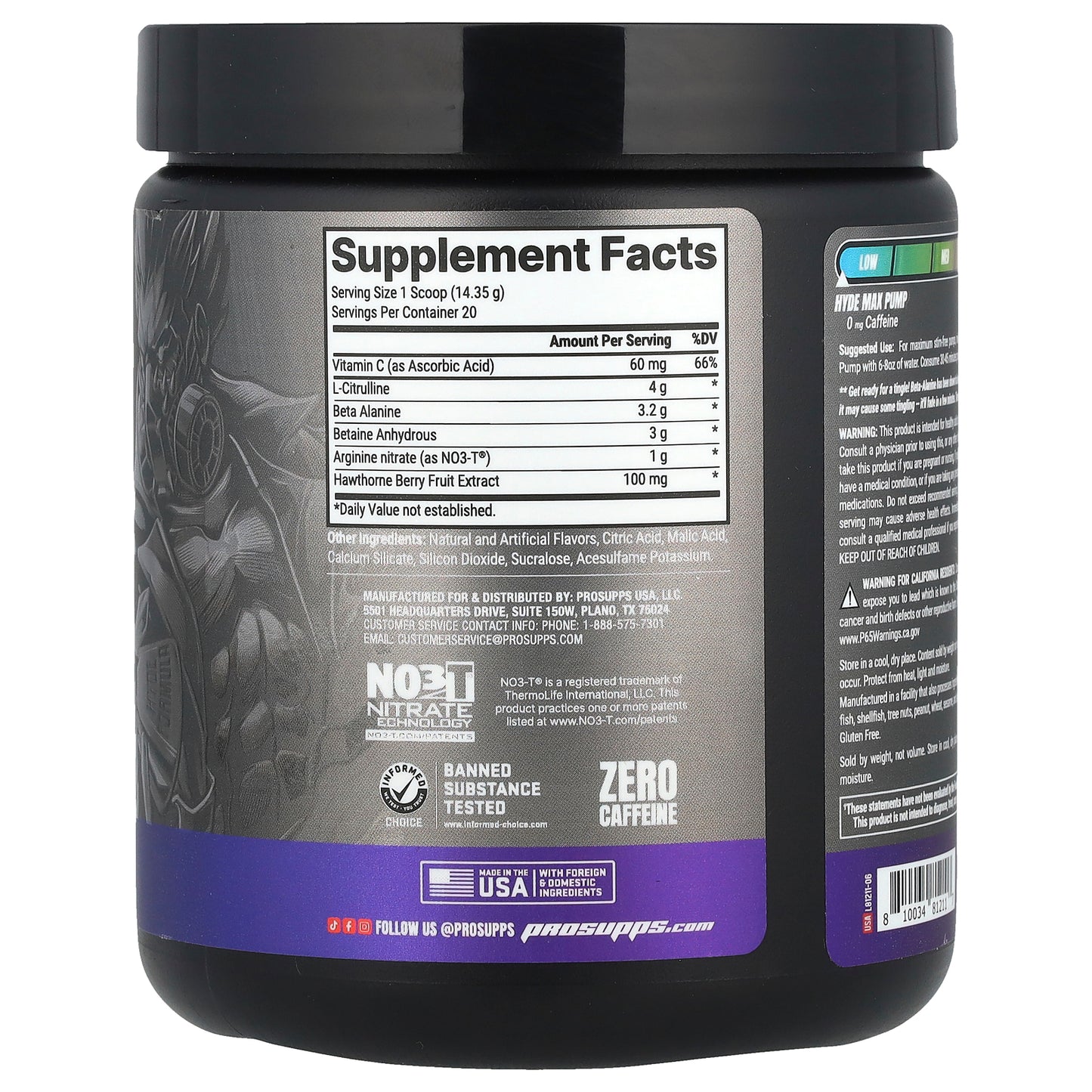 ProSupps, Hyde®, Max Pump, Pre-Workout, Blue Razz, 10.12 oz (286.9 g)