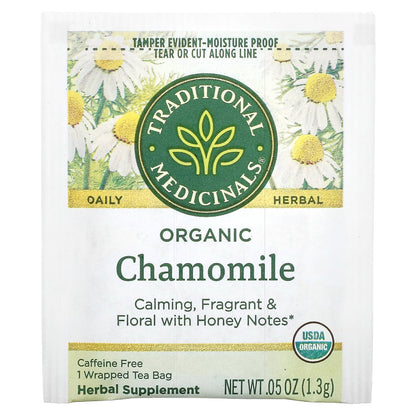 Traditional Medicinals, Organic Chamomile, Caffeine Free, 16 Wrapped Tea Bags, 0.74 oz (20.8 g)