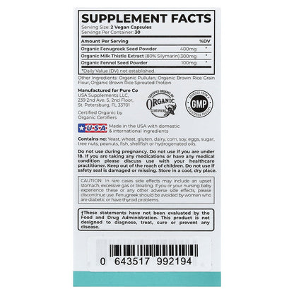 Pure Co., Pure Mom, Organic Lactation Support, 60 Vegan Capsules