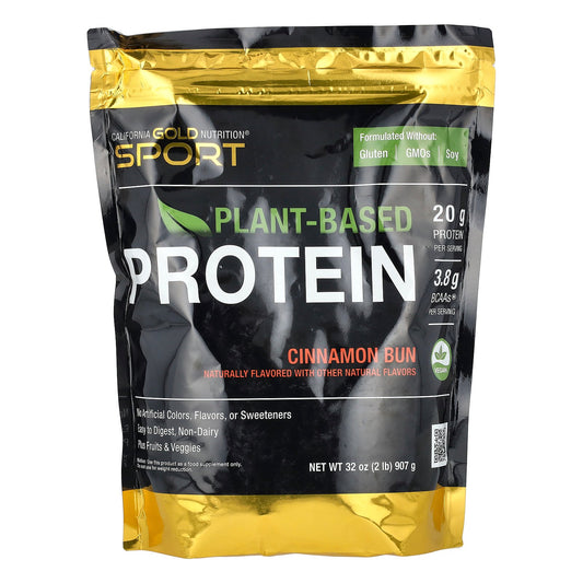 California Gold Nutrition, Sport, Plant-Based Protein, Cinnamon Bun, 2 lb (907 g)