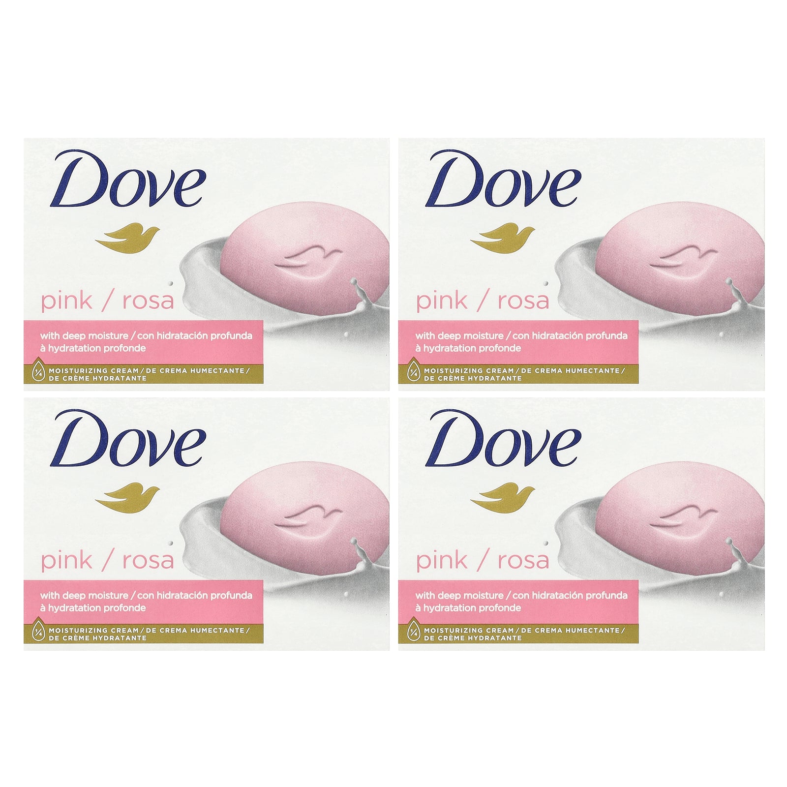 Dove, Beauty Bar Soap with Deep Moisture, Pink, 4 Bars, 3.75 oz (106 g) Each