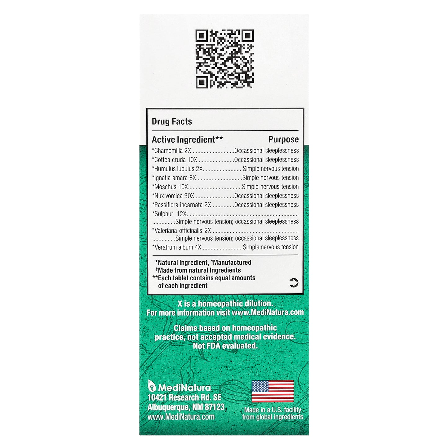 MediNatura, BHI, Calming, 100 Tablets