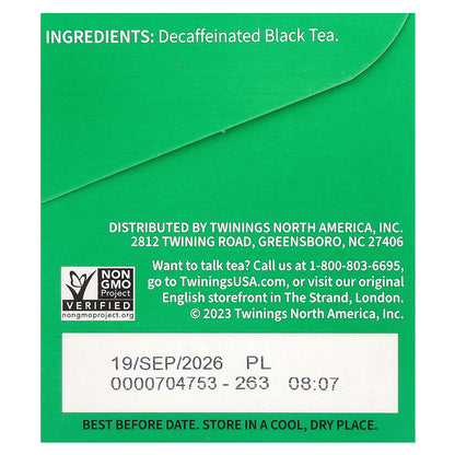 Twinings, Pure Black Tea, Irish Breakfast, Decaffeinated, 20 Tea Bags, 1.41 oz (40 g)