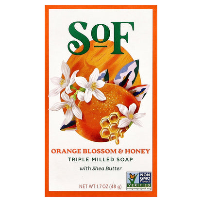 SoF, Triple Milled Bar Soap with Shea Butter, Orange Blossom & Honey, 1.7 oz (48 g)