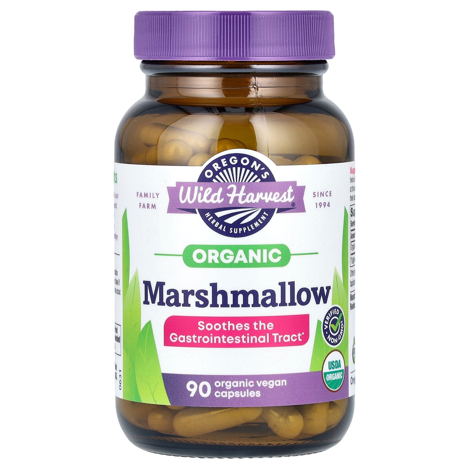 Oregon's Wild Harvest, Organic Marshmallow, 90 Organic Vegan Capsules (425 mg per Capsule)