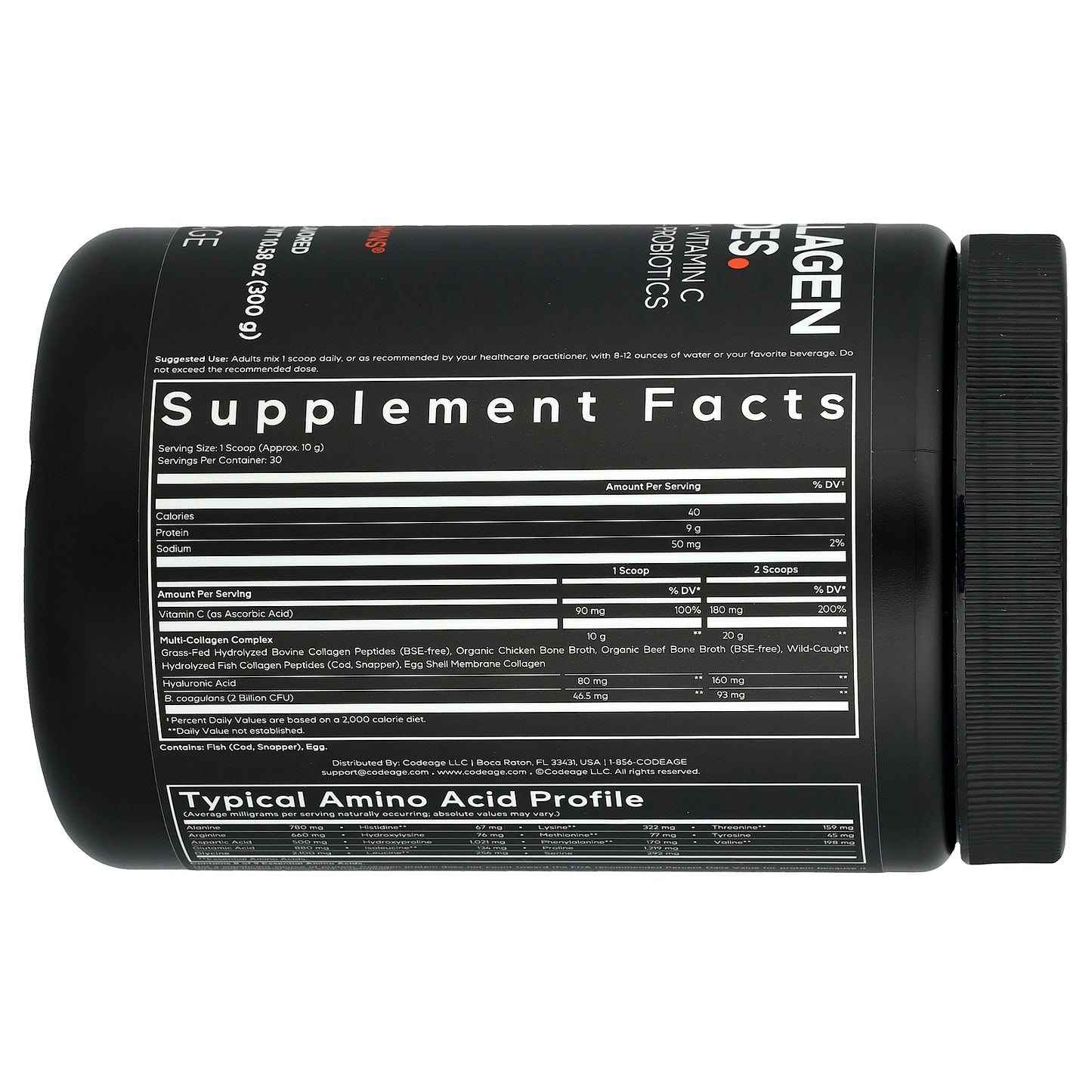 Codeage, Multi Collagen Peptides Powder, Unflavored, 10.58 oz (300 g)