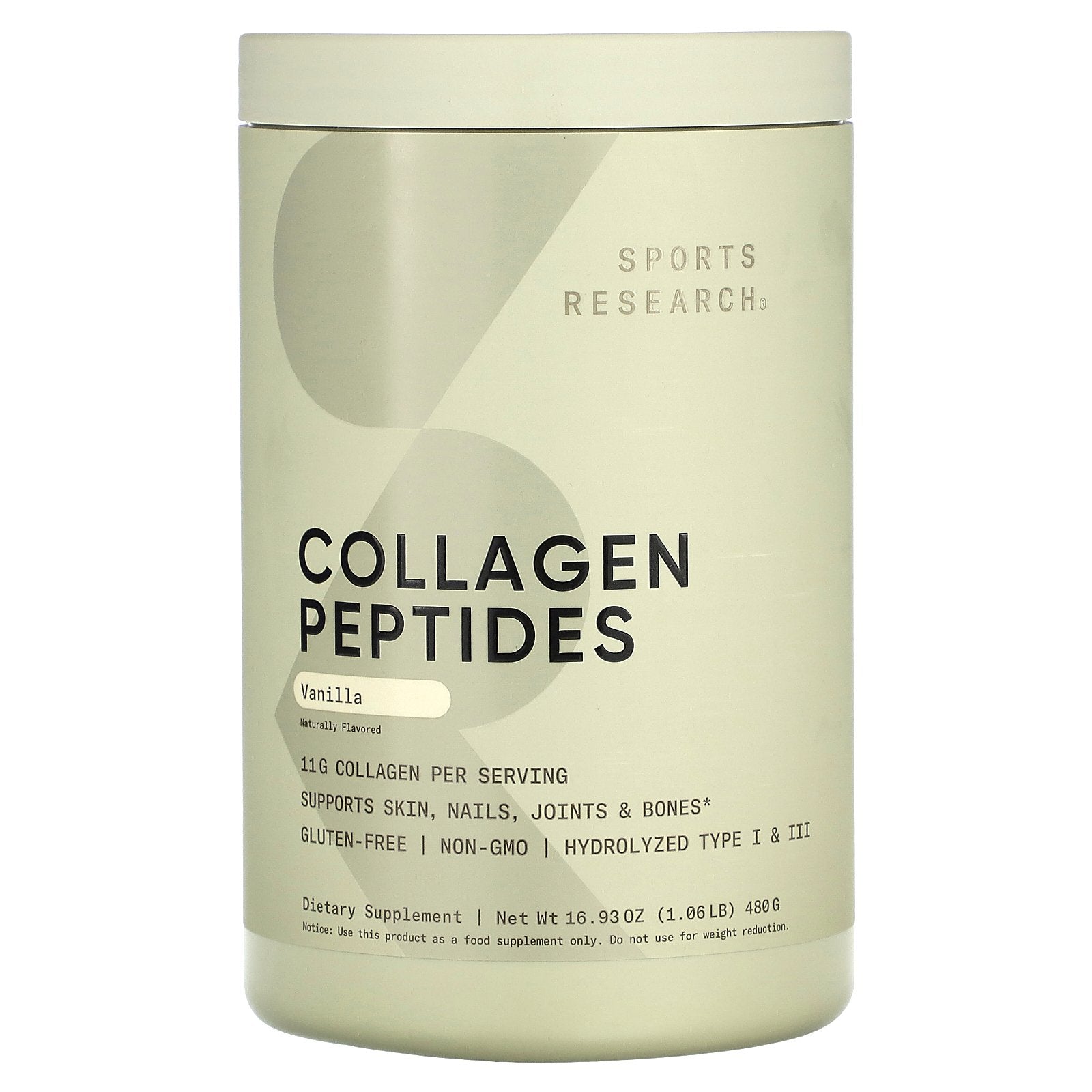 Sports Research, Collagen Peptides, Vanilla , 1.06 lb (480 g)