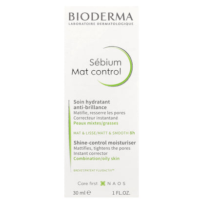 Bioderma, Sebium Mat Control, Shine-Control Moisturizer, Combination/Oily Skin, 1 fl oz (30 ml)