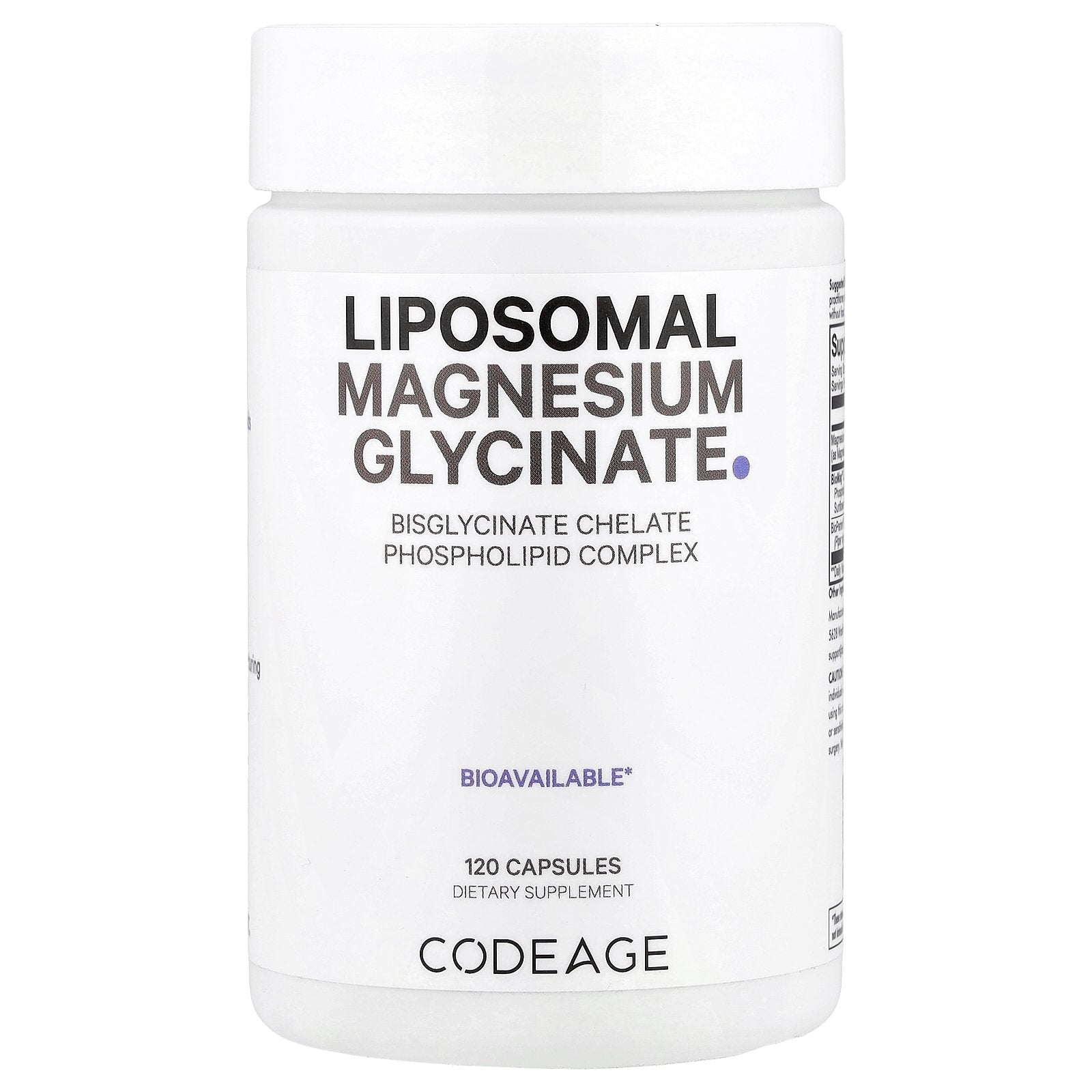 Codeage, Liposomal Magnesium Glycinate, 120 Vegetable Capsules