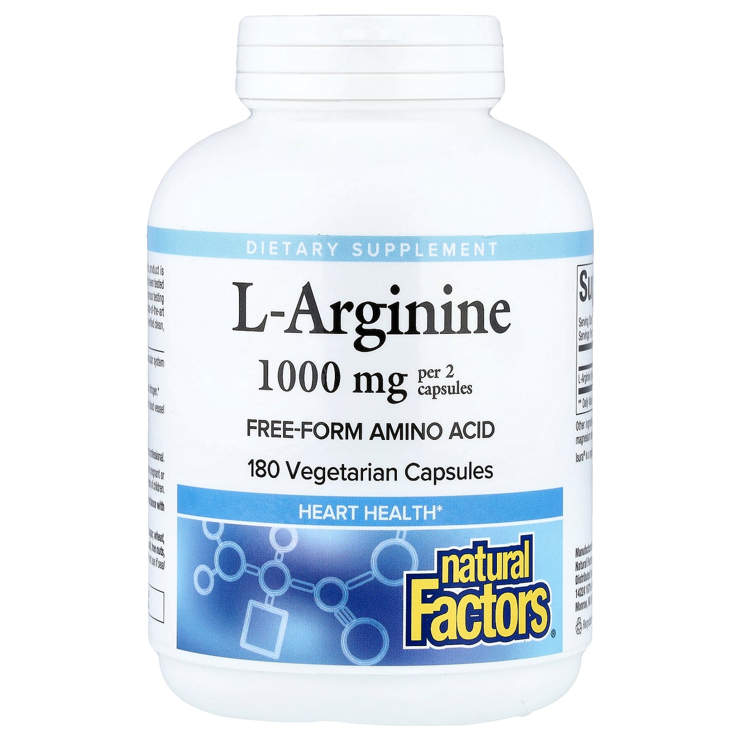 Natural Factors, L-Arginine, 180 Vegetarian Capsules (500 mg per Capsule)