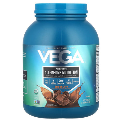 Vega, Organic Plant-Based Protein, Premium All-In-One Nutrition, Chocolate, 3 lb 13.8 oz (1.7 kg)