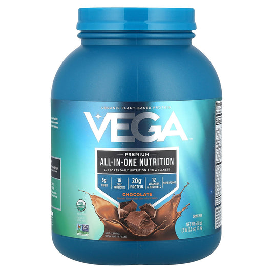 Vega, Organic Plant-Based Protein, Premium All-In-One Nutrition, Chocolate, 3 lb 13.8 oz (1.7 kg)