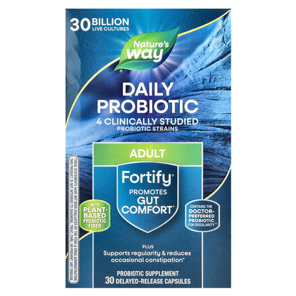 Nature's Way, Fortify, Daily Probiotic, Adult, 30 Billion CFU, 30 Delayed-Release Capsules