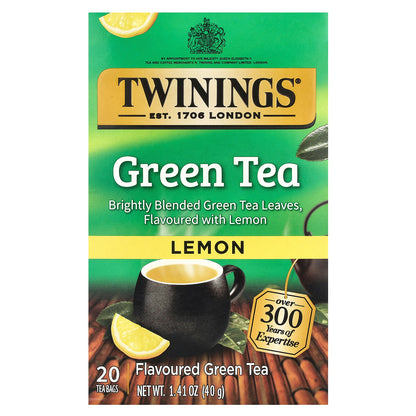 Twinings, Flavored Green Tea, Lemon, 20 Tea Bags, 1.41 oz (40 g)