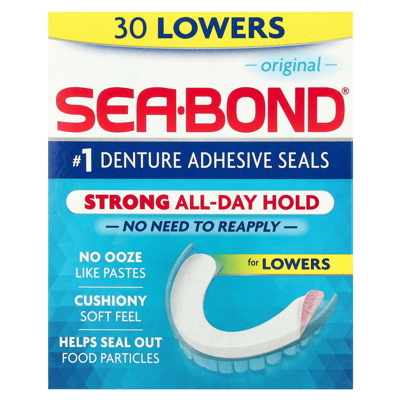 SeaBond, Denture Adhesive Seals, Original, 30 Lowers