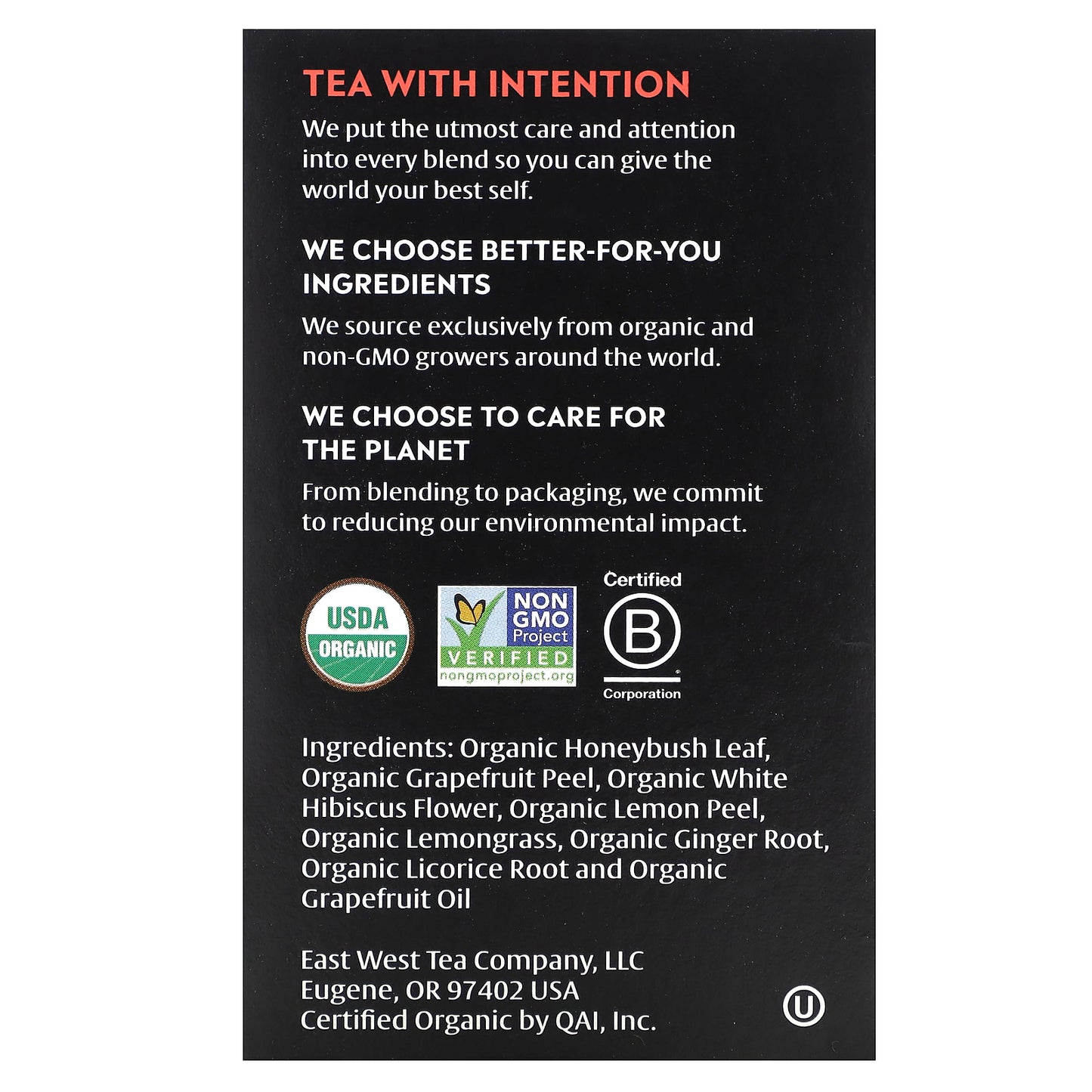 Choice Organic Teas, Herbal Tea, Grapefruit Honeybush, Caffeine Free, 16 Tea Bags, 1.02 oz (29 g)