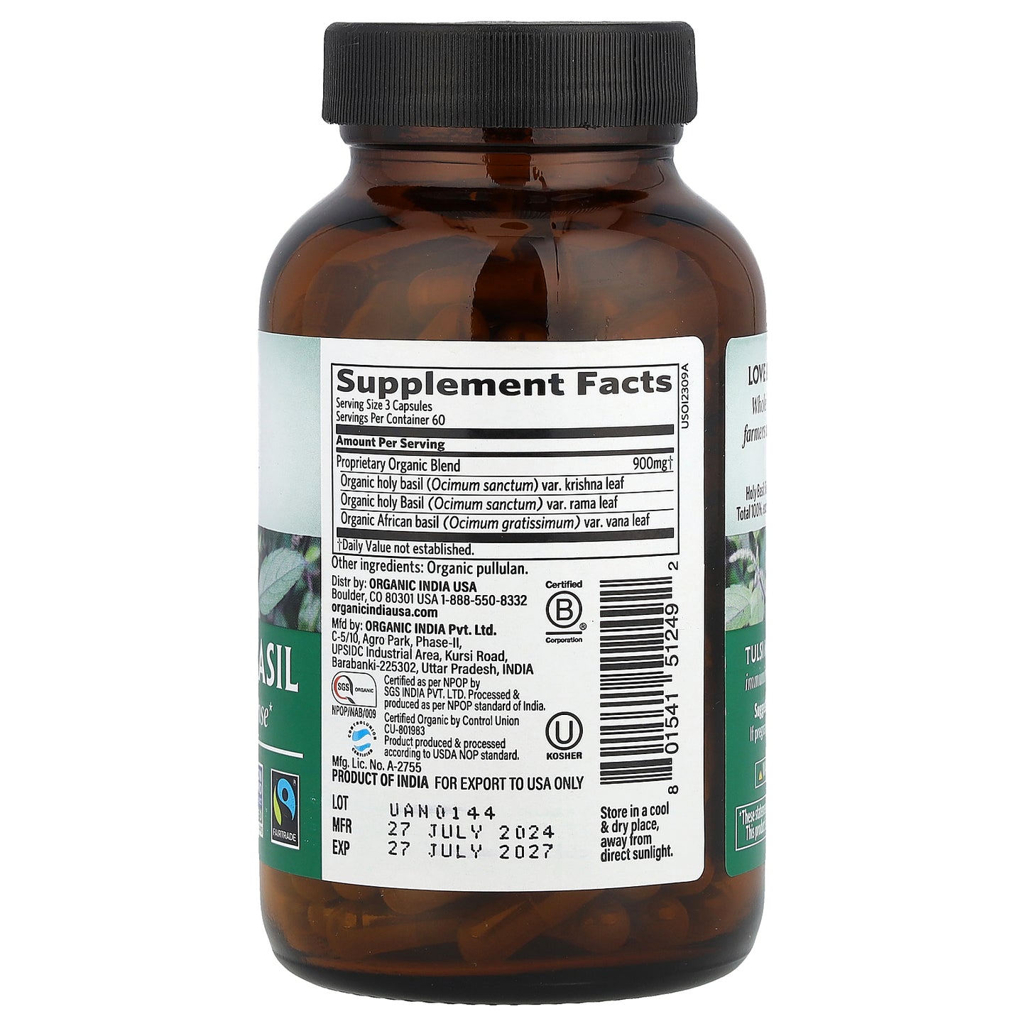 Organic India, Tulsi-Holy Basil, 180 Vegetarian Caps