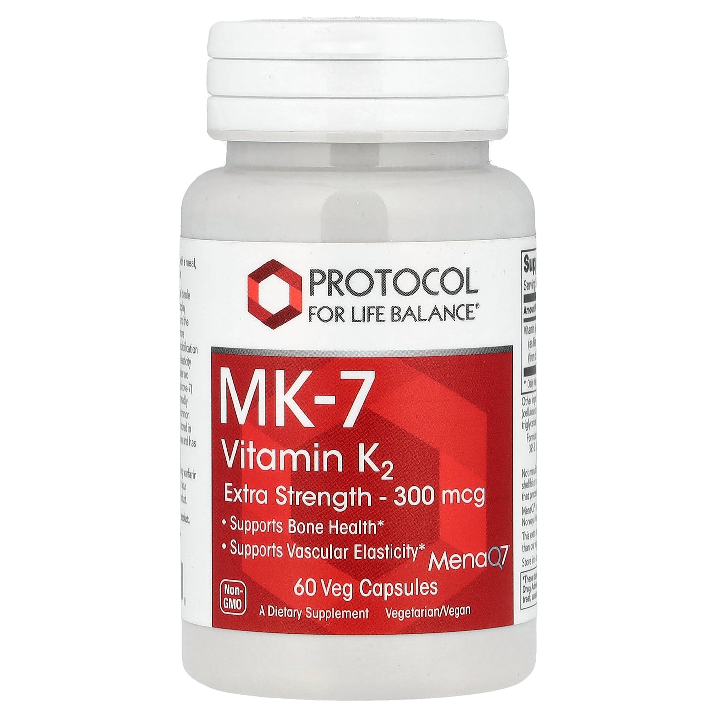 Protocol for Life Balance, MK-7 Vitamin K2, 300 mcg, 60 Veg Capsules