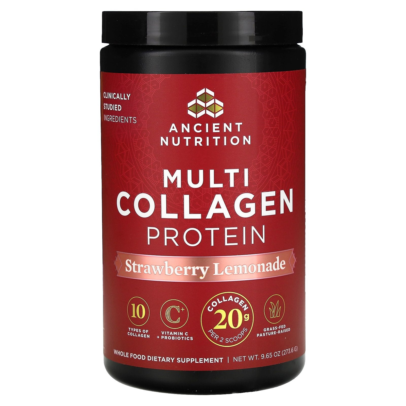 Ancient Nutrition, Multi Collagen Protein, Strawberry Lemonade, 9.65 oz (273.6 g)