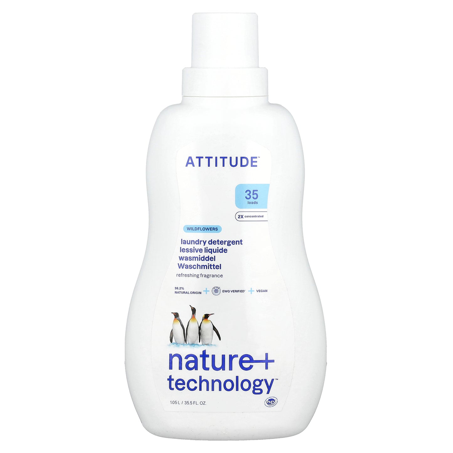 ATTITUDE, Laundry Detergent, Wildflowers, 35.5 fl oz (1.05 l)