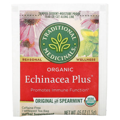 Traditional Medicinals, Organic Echinacea Plus®, Original with Spearmint, Caffeine Free, 16 Wrapped Tea Bags, 0.85 oz (24 g)