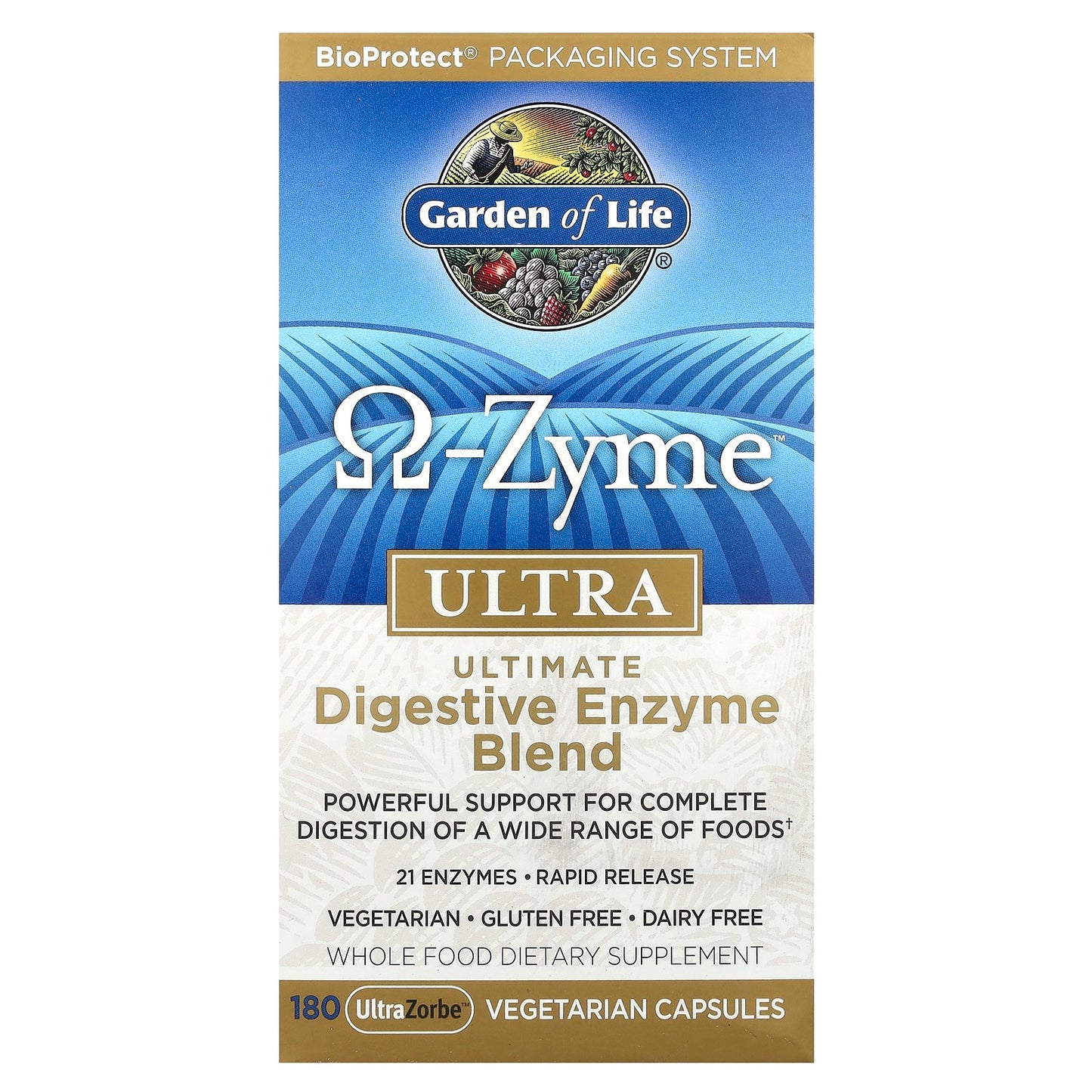 Garden of Life, O-Zyme™ Ultra, Ultimate Digestive Enzyme Blend, 180 UltraZorbe™ Vegetarian Capsules