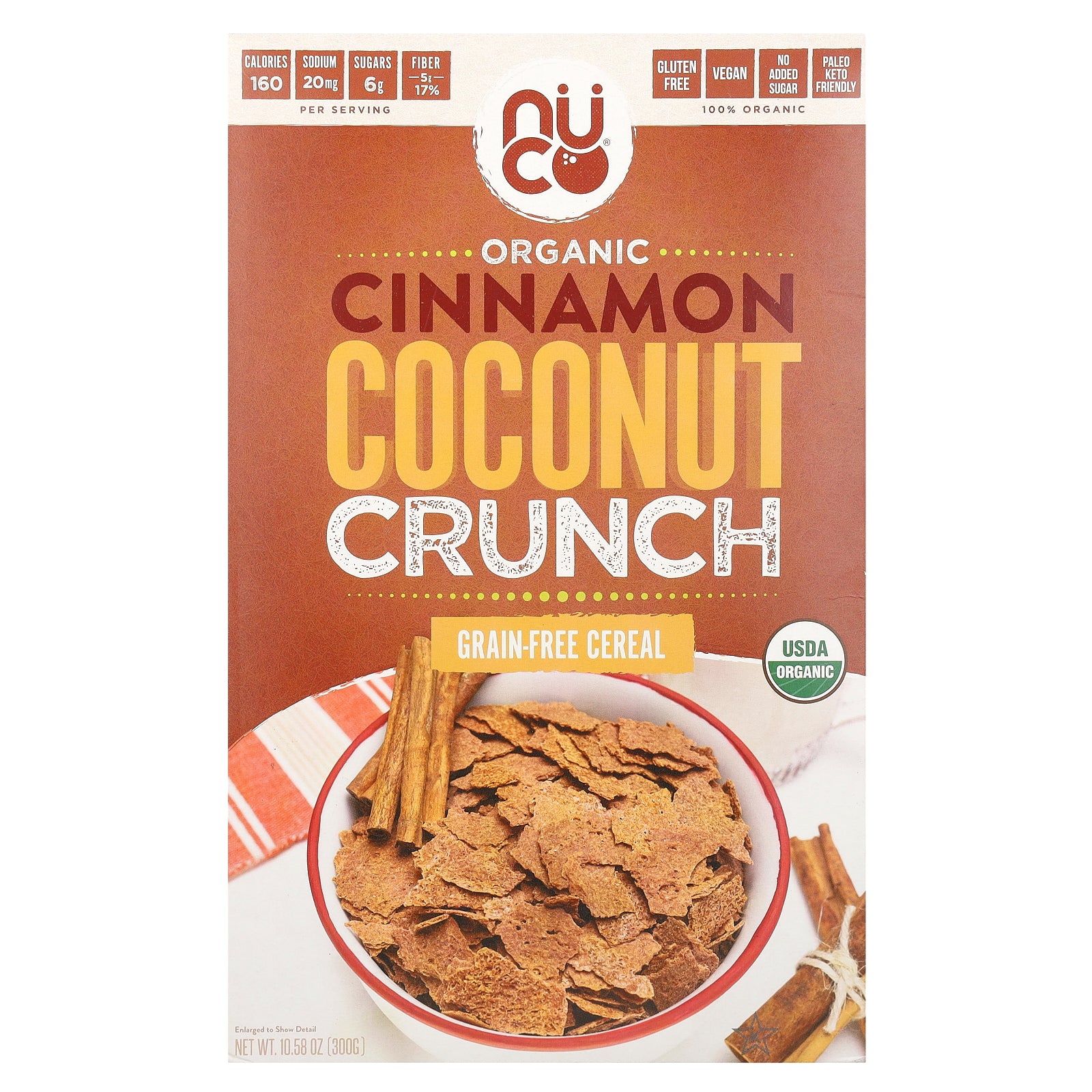 NUCO, Organic, Grain-Free Cereal, Cinnamon Coconut Crunch, 10.58 oz (300 g)