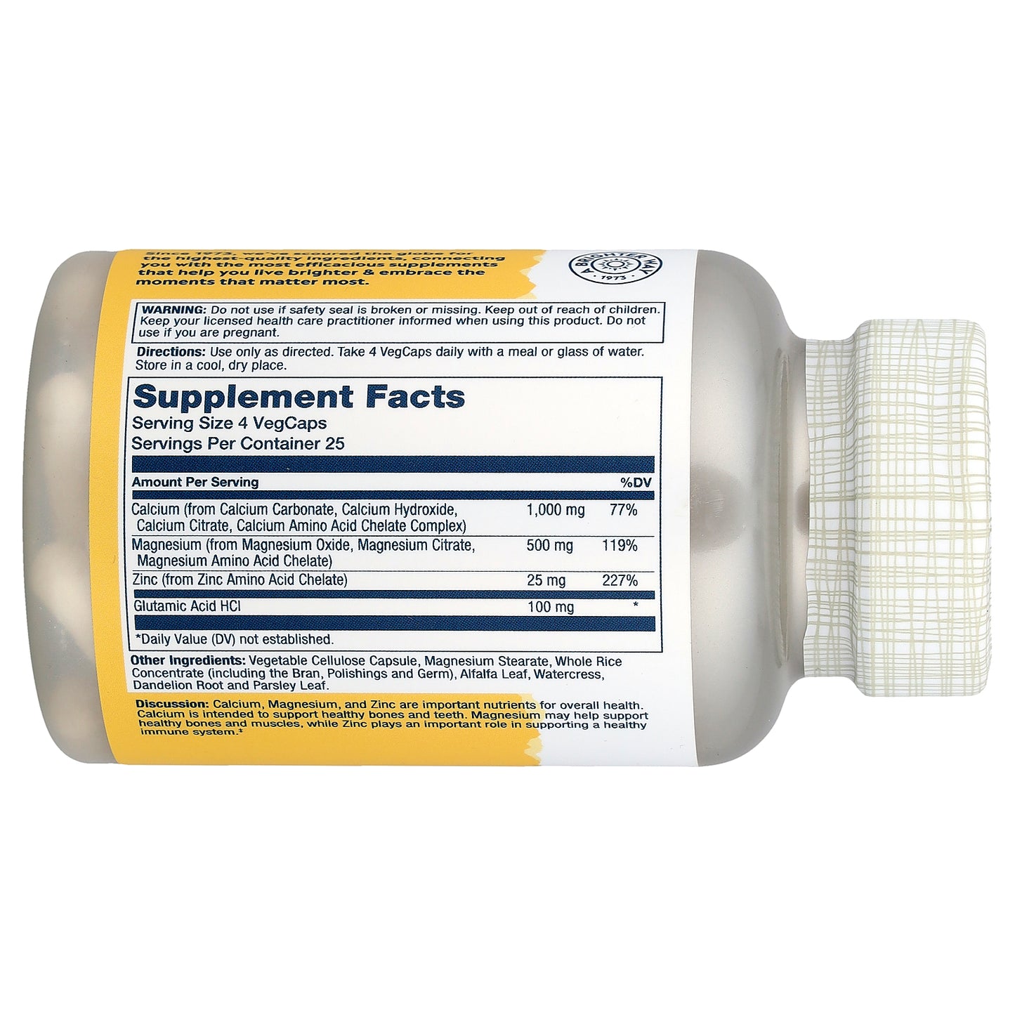 Solaray, Calcium Magnesium Zinc, 100 VegCaps