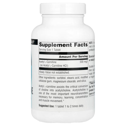 Source Naturals, Acetyl L-Carnitine, 500 mg, 120 Tablets