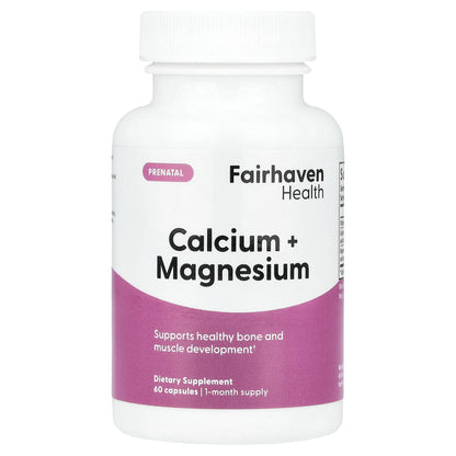 Fairhaven Health, Prenatal, Calcium + Magnesium, 60 Capsules