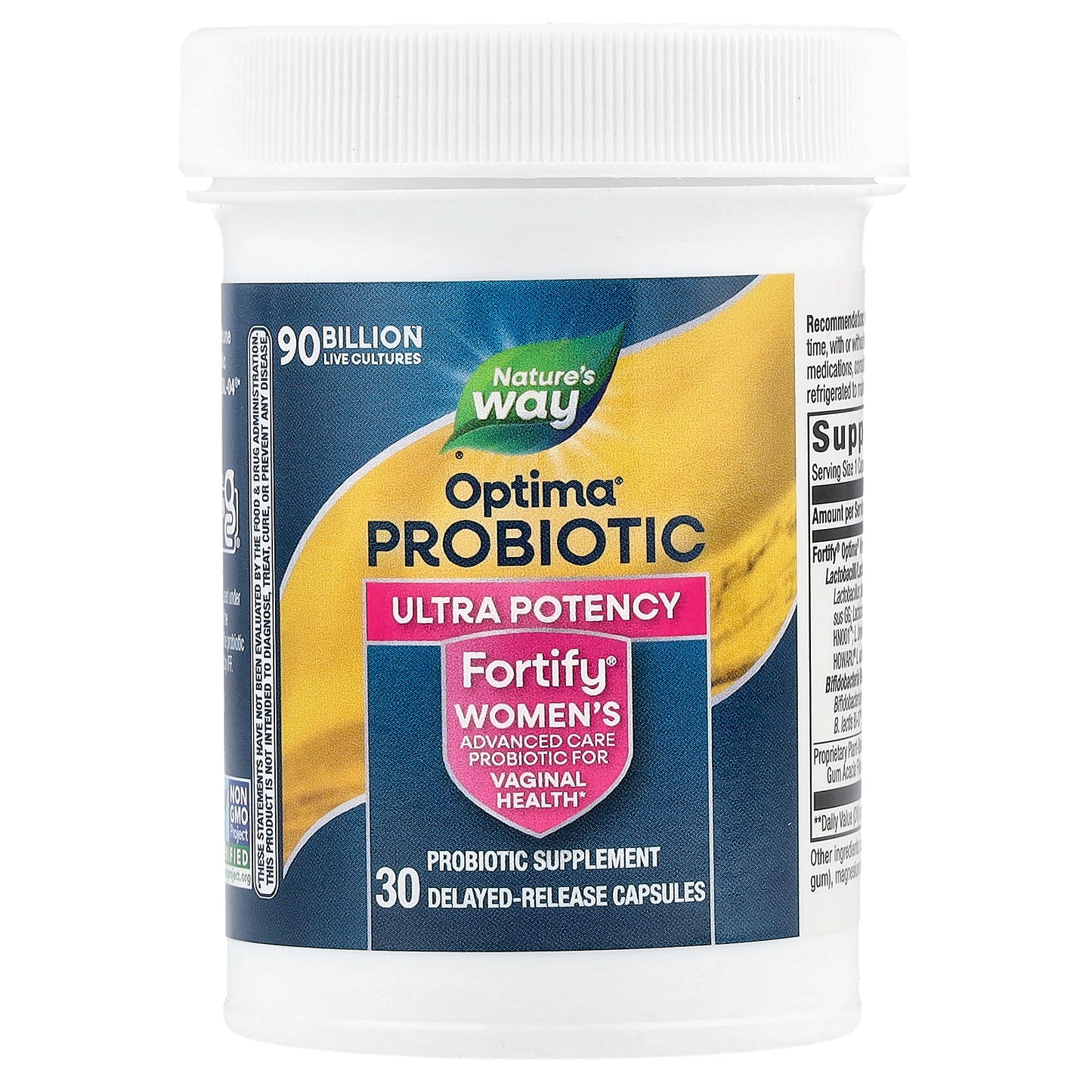 Nature's Way, Fortify Optima, Women's Probiotic + Prebiotics, Advanced Care, 90 Billion, 30 Delayed-Release Capsules