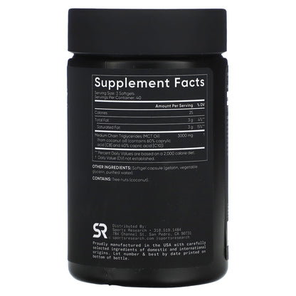 Sports Research, MCT Oil, 3,000 mg, 120 Softgels (1,000 mg per Softgel)