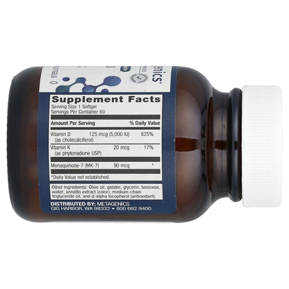 Metagenics, Vitamin D3 5,000 + K, 60 Softgels