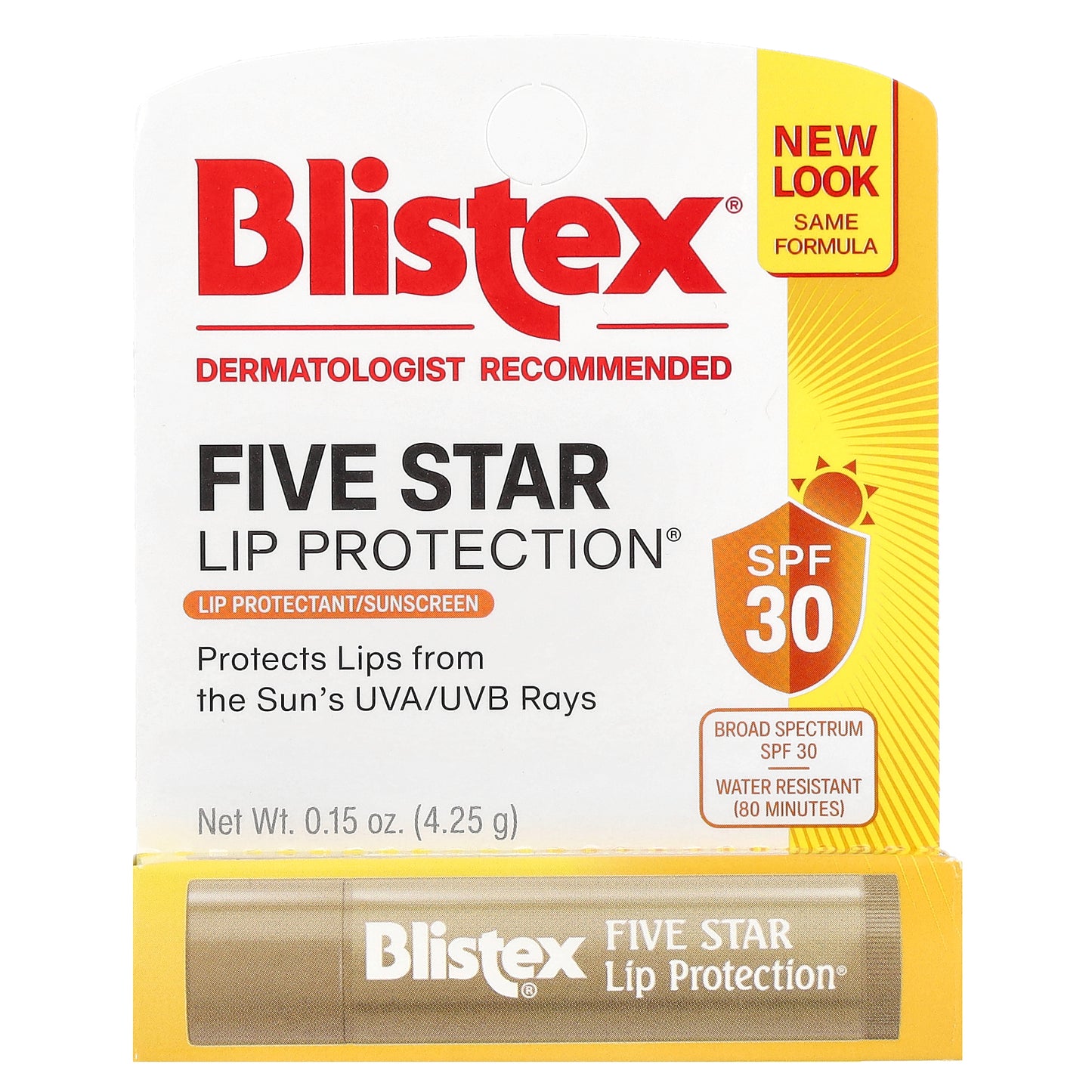 Blistex, Five Star Lip Protection®, Lip Protectant/Sunscreen, SPF 30, 0.15 oz (4.25 g)