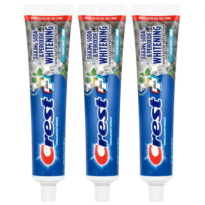 Crest, Plus, Fluoride Anticavity Toothpaste, Baking Soda & Peroxide Whitening, Fresh Mint, 3 Pack, 5.7 oz (161 g) Each