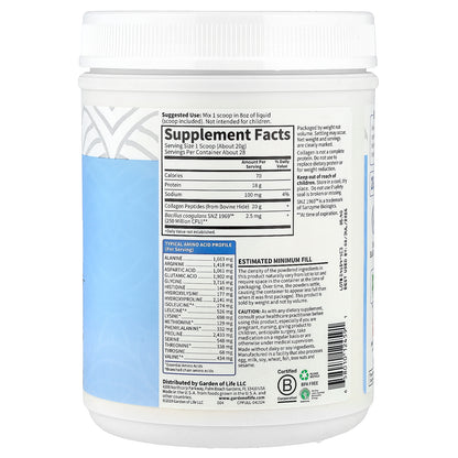 Garden of Life, Grass Fed Collagen Peptides, Unflavored, 19.75 oz (560 g)