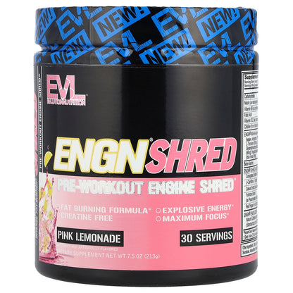 EVLution Nutrition, ENGN® Shred, Pre-Workout Engine Shred®, Pink Lemonade, 7.5 oz (213 g)