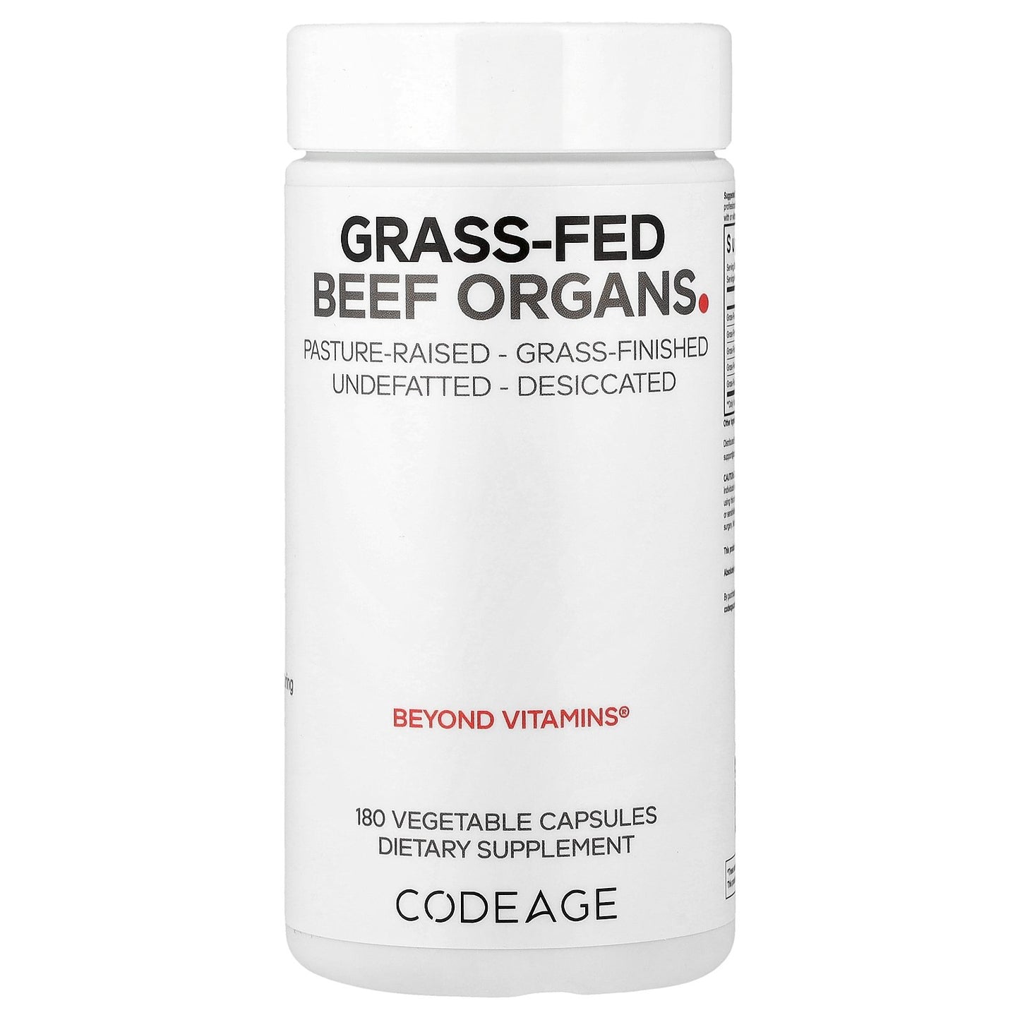 Codeage, Grass-Fed Beef Organs, 180 Vegetable Capsules