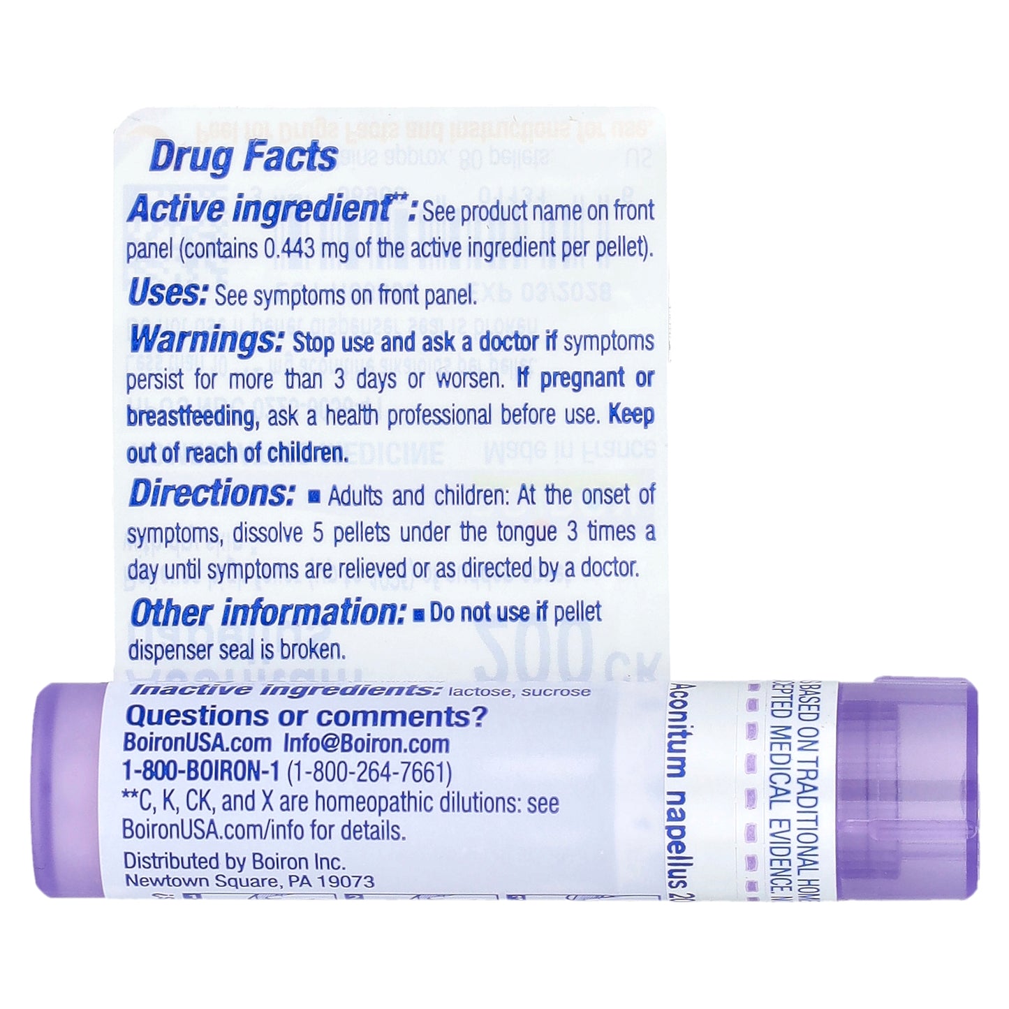 Boiron, Aconitum Napellus, 200CK, Fever Relief, Approx 80 Pellets