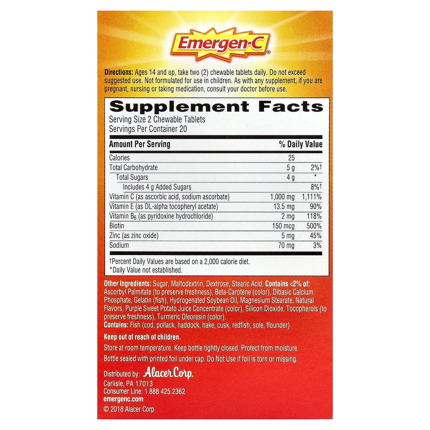 Emergen-C, Vitamin C Chewables, Orange Blast, 40 Chewable Tablets