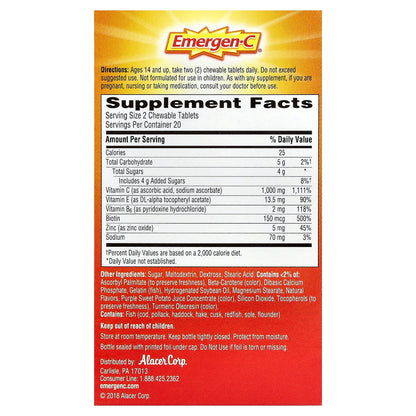 Emergen-C, Vitamin C Chewables, Orange Blast, 40 Chewable Tablets