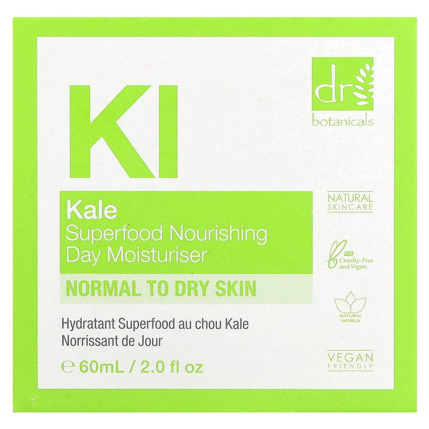 Dr. Botanicals, Superfood Nourishing Day Moisturiser, For Normal to Dry Skin, Kale, 2 fl oz (60 ml)