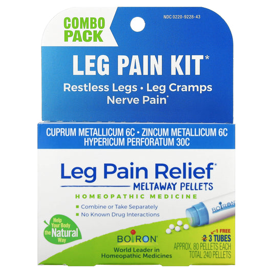 Boiron, Leg Pain Relief Kit, 3 Tubes, Approx. 80 Pellets Each