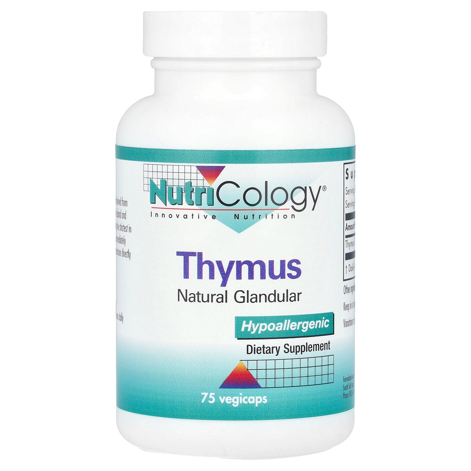 Nutricology, Thymus, 0.5 g , 75 Vegicaps