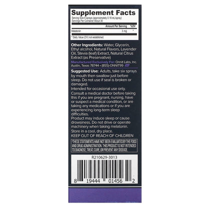 Onnit, Instant Melatonin, Lavender, 3 mg, 1 fl oz (29 ml)