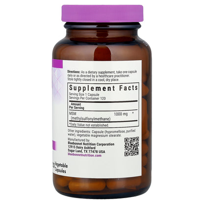 Bluebonnet Nutrition, MSM, 1,000 mg, 120 Vegetable Capsules