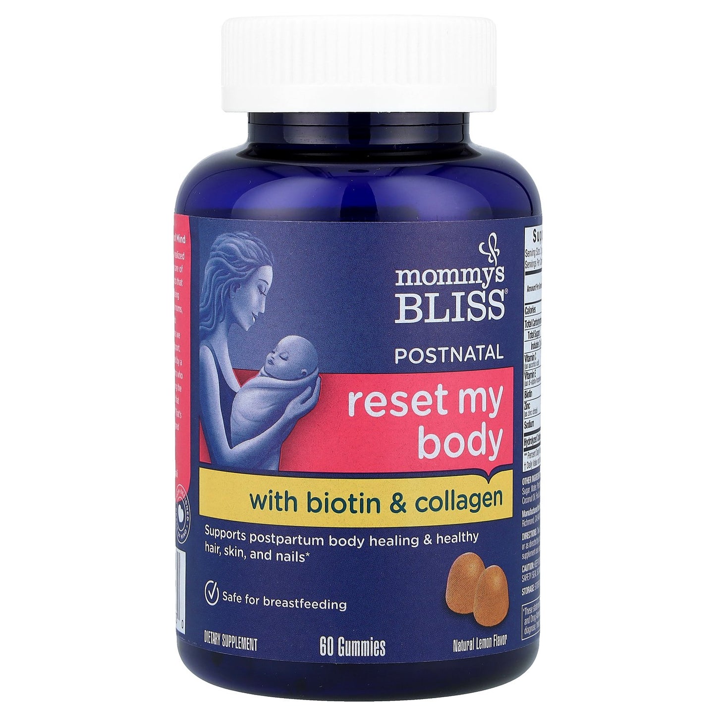 Mommy's Bliss, Postnatal, Reset My Body With Biotin & Collagen, Natural Lemon, 60 Gummies