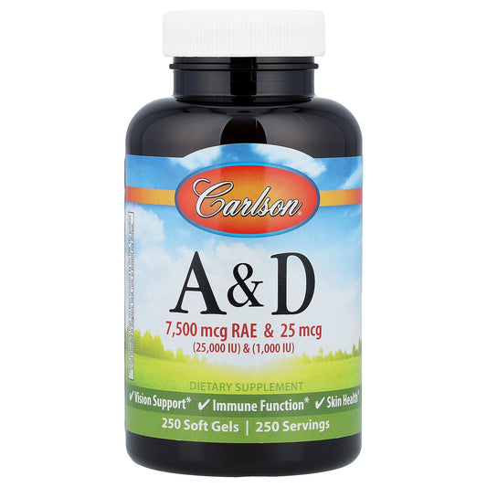 Carlson, Vitamin A & D, 250 Soft Gels