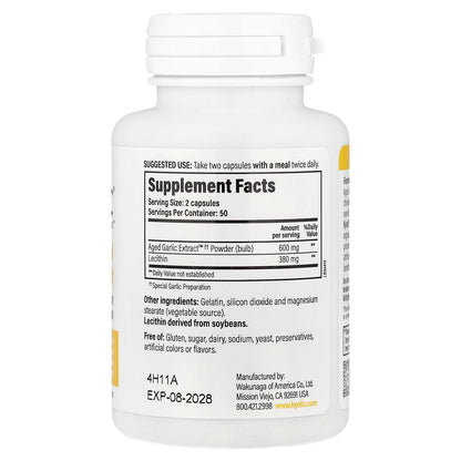 Kyolic, Aged Garlic Extract™, Cholesterol Health with Lecithin, Formula 104, 100 Capsules