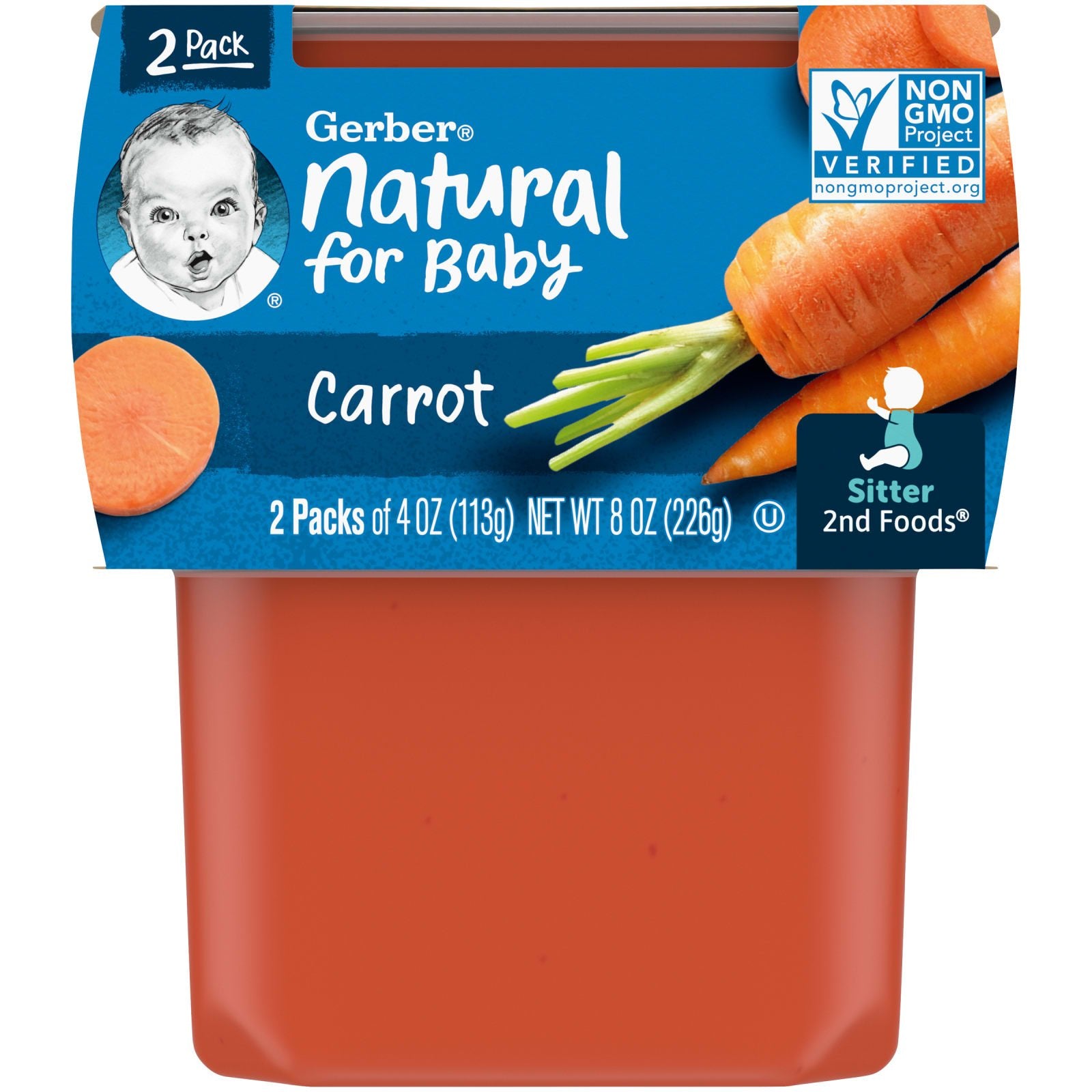 Gerber, Natural for Baby, 2nd Foods®, Carrot, 2 Pack, 4 oz (113 g) Each